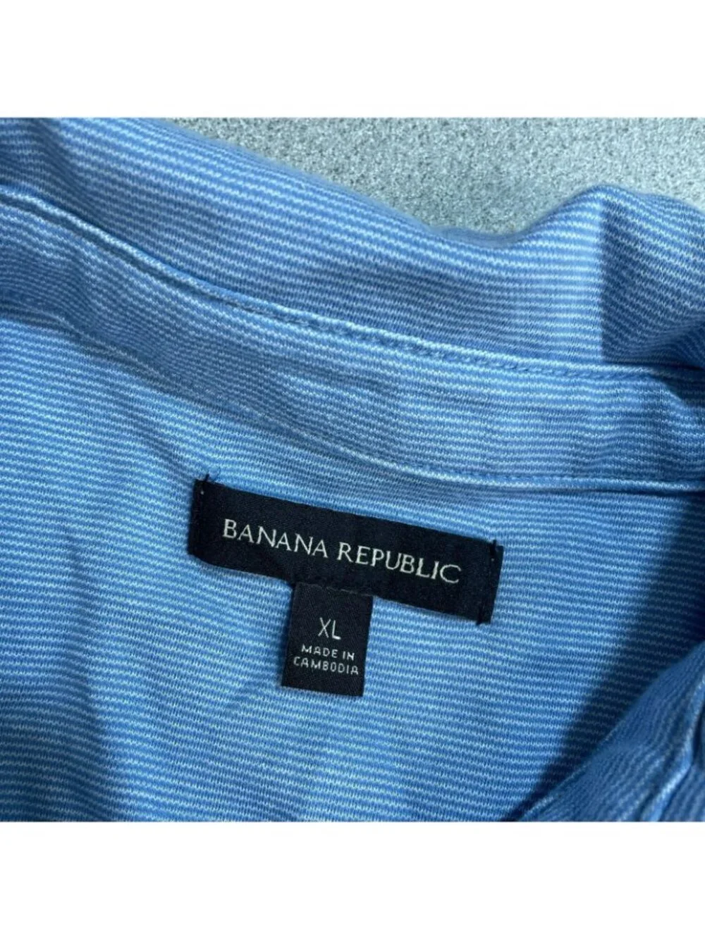NWOT Banana Republic Men's XL Blue Striped Polo Shirt 100% Cotton Short Sleeve